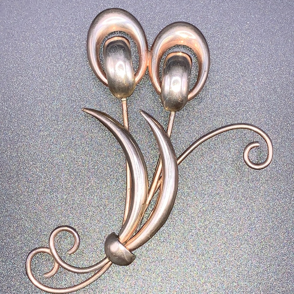 STERLING VERMEIL Posey Bunch Brooch, Large